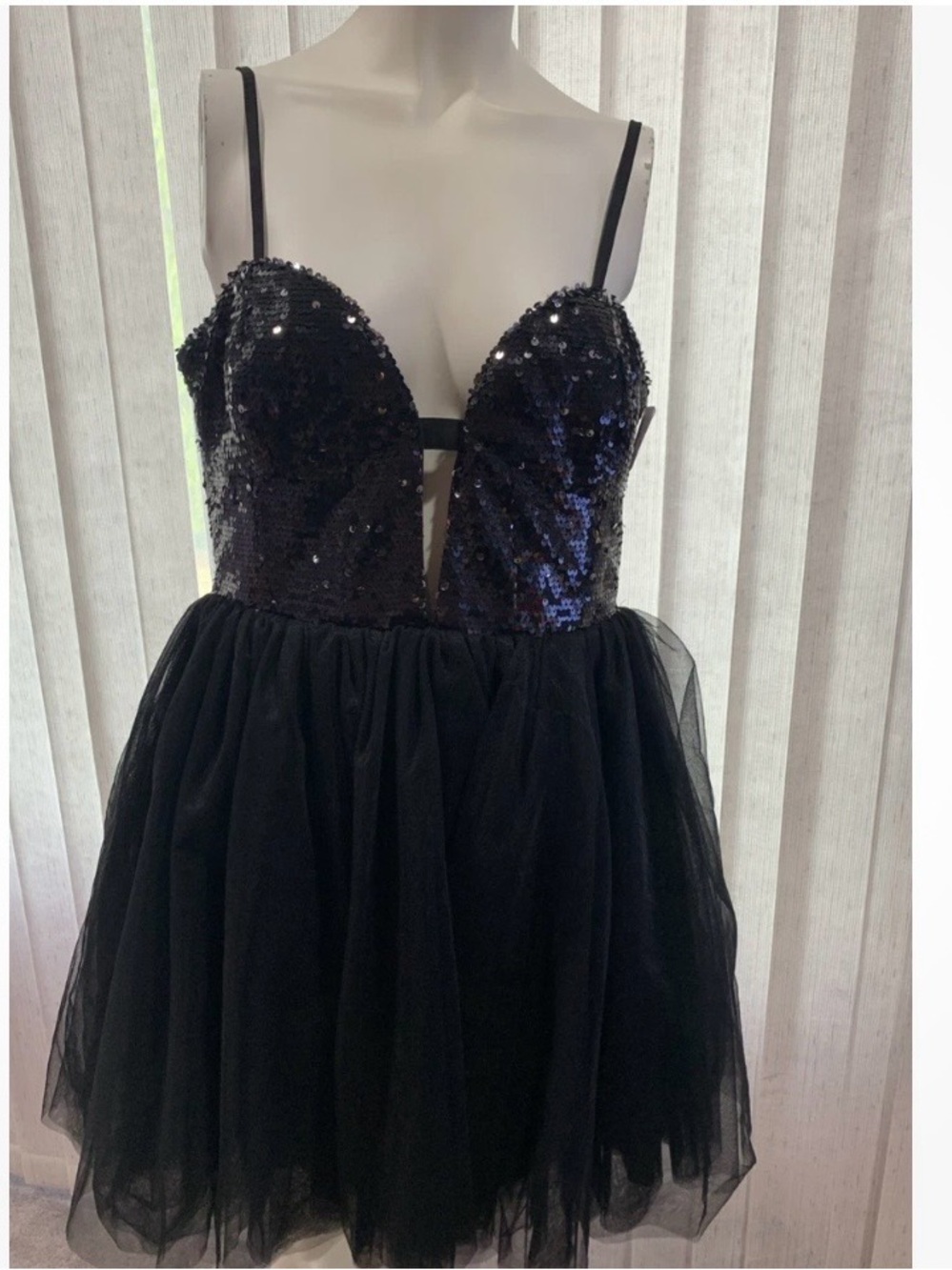 Free People Black Sequin Tulle Mini Dress